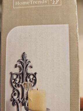 HomeTrends Brushed Nickel Decorative Candle Holder- Candle Not Included.